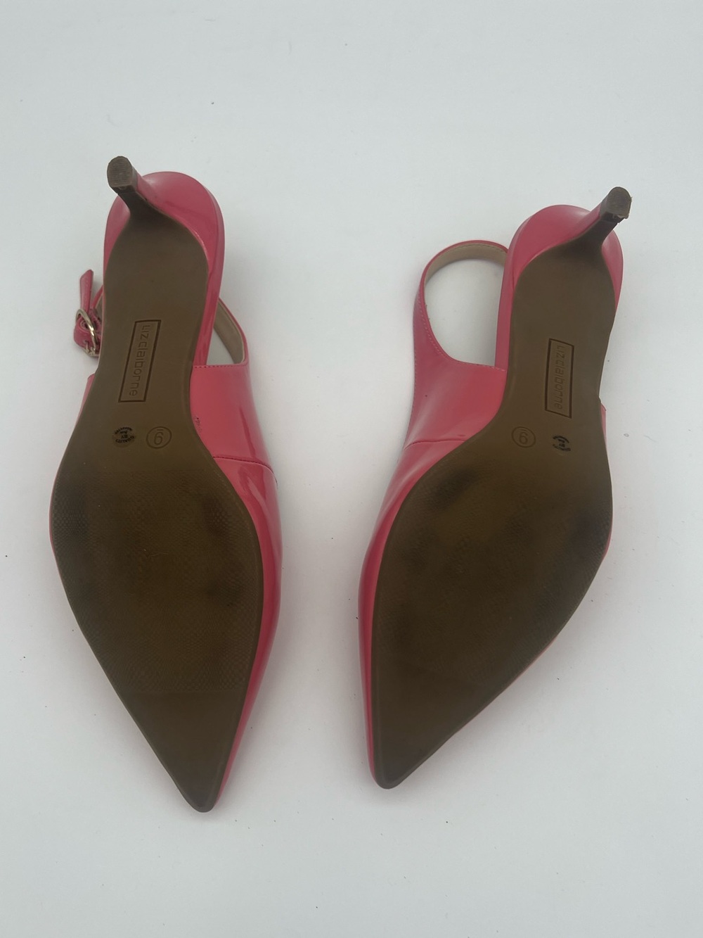 Liz Claiborne Slingback Kitten Heel Pink Women’s size 9 pointed toe shoes patent - Picture 7 of 8